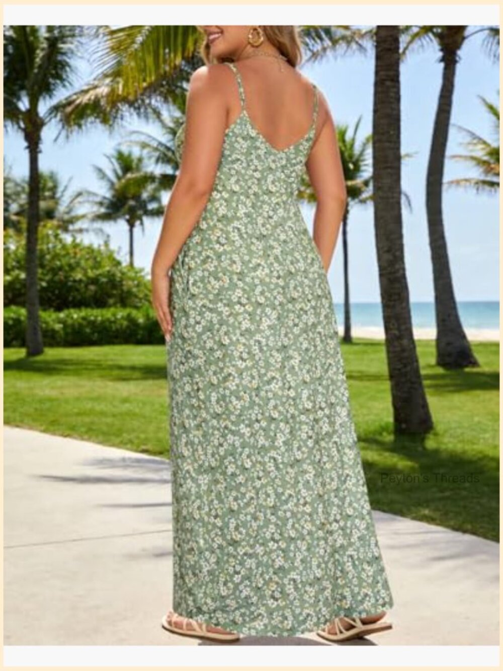 Plus Size Sleeveless Spaghetti Strap Maxi Dress with Pockets - Picture 3 of 6